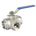 Ss Three-Way Threaded Bsp Ball Valve